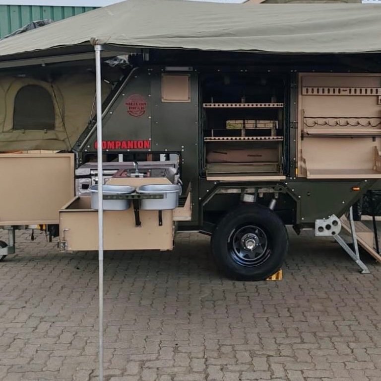 Different types of campers available on Kampi - offroad trailer, caravan, rooftop tent and motorhome